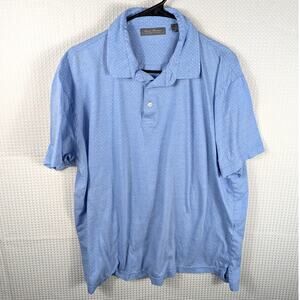 Daniel Cremieux Signature Men’s XL Polo Shirt Blue Cotton Micro Dot Pattern